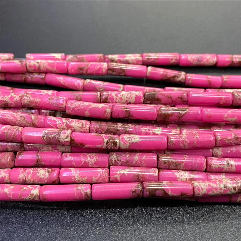 4x13mm Natural Semi-precious Stone Loose Spacer Beads Strands Tube Beads Jewelry Making Accessories DIY Manual Cylindrical Beads