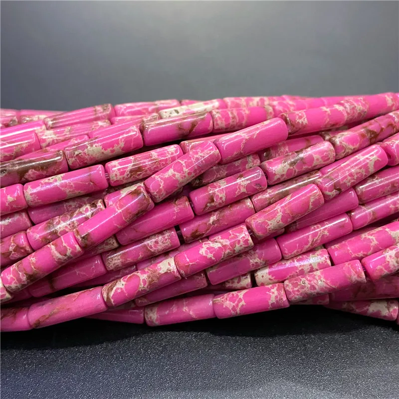 4x13mm Natural Semi-precious Stone Loose Spacer Beads Strands Tube Beads Jewelry Making Accessories DIY Manual Cylindrical Beads