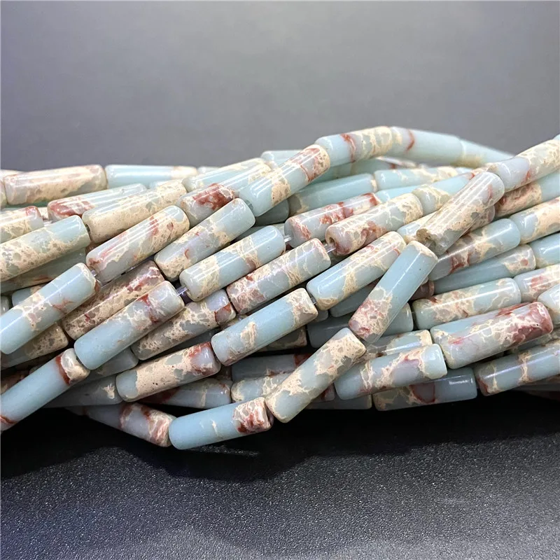 4x13mm Natural Semi-precious Stone Loose Spacer Beads Strands Tube Beads Jewelry Making Accessories DIY Manual Cylindrical Beads