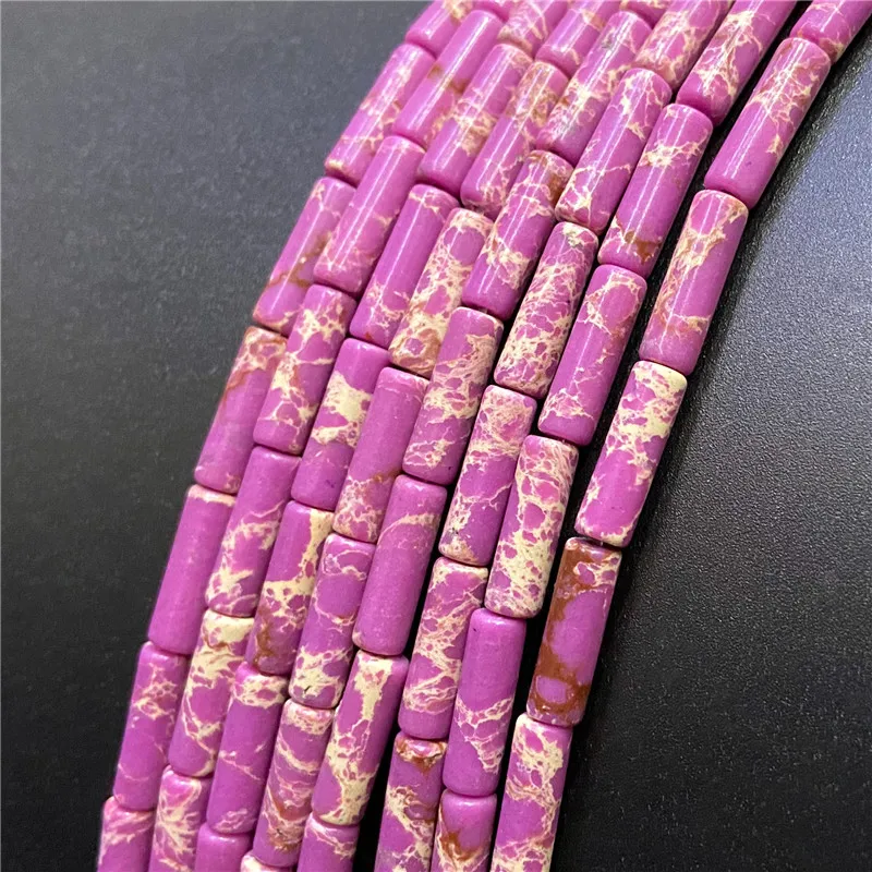 4x13mm Natural Semi-precious Stone Loose Spacer Beads Strands Tube Beads Jewelry Making Accessories DIY Manual Cylindrical Beads