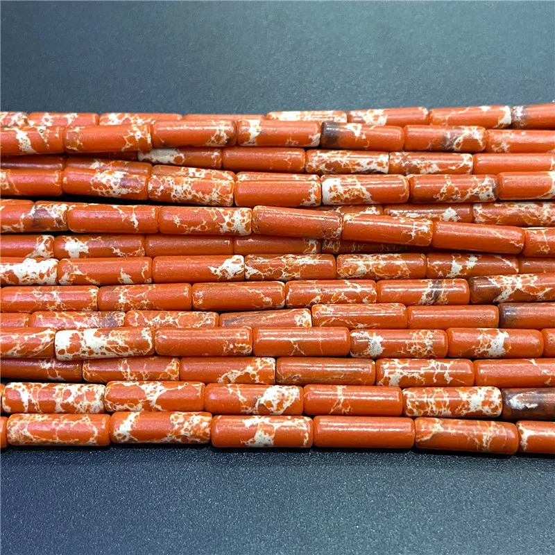 4x13mm Natural Semi-precious Stone Loose Spacer Beads Strands Tube Beads Jewelry Making Accessories DIY Manual Cylindrical Beads