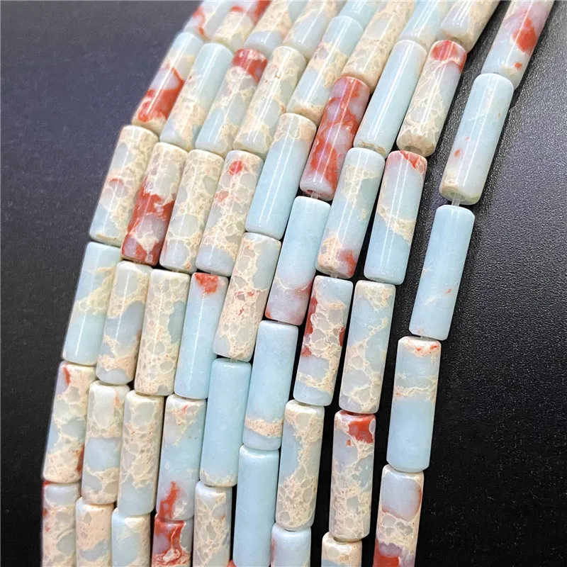 4x13mm Natural Semi-precious Stone Loose Spacer Beads Strands Tube Beads Jewelry Making Accessories DIY Manual Cylindrical Beads