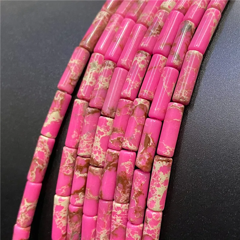4x13mm Natural Semi-precious Stone Loose Spacer Beads Strands Tube Beads Jewelry Making Accessories DIY Manual Cylindrical Beads