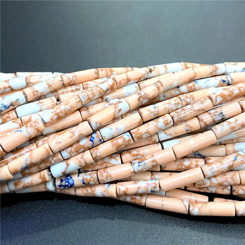 4x13mm Natural Semi-precious Stone Loose Spacer Beads Strands Tube Beads Jewelry Making Accessories DIY Manual Cylindrical Beads