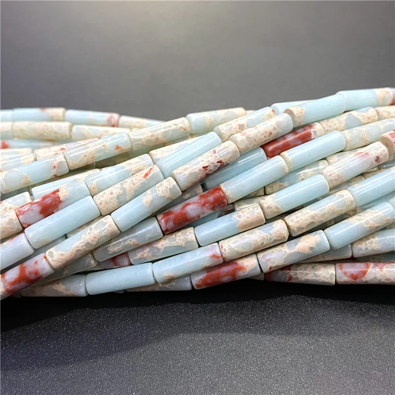 4x13mm Natural Semi-precious Stone Loose Spacer Beads Strands Tube Beads Jewelry Making Accessories DIY Manual Cylindrical Beads