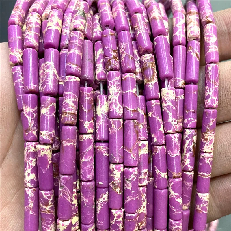 4x13mm Natural Semi-precious Stone Loose Spacer Beads Strands Tube Beads Jewelry Making Accessories DIY Manual Cylindrical Beads