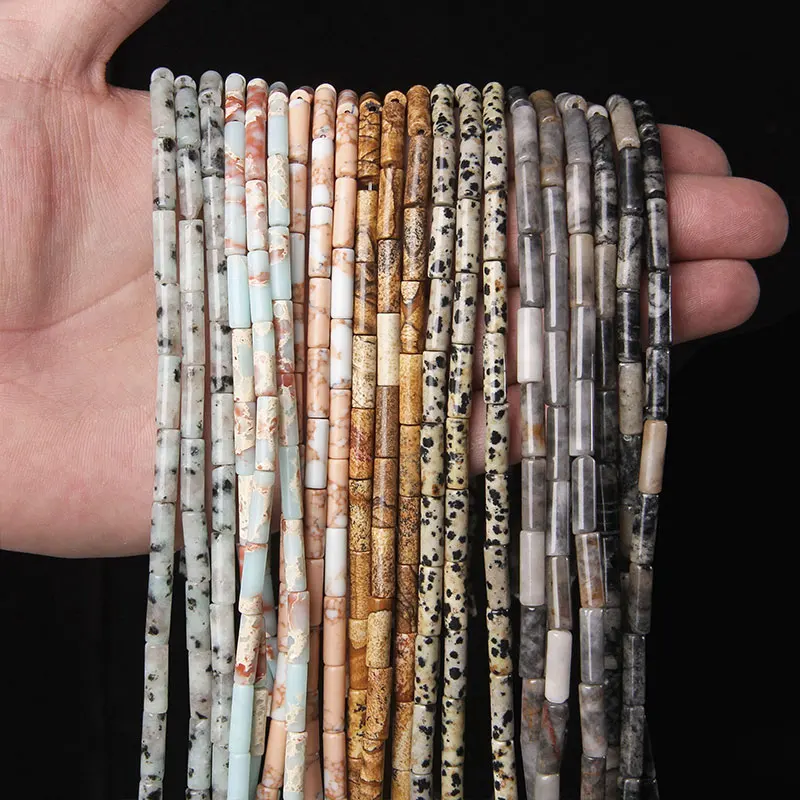 4x13mm Natural Semi-precious Stone Loose Spacer Beads Strands Tube Beads Jewelry Making Accessories DIY Manual Cylindrical Beads