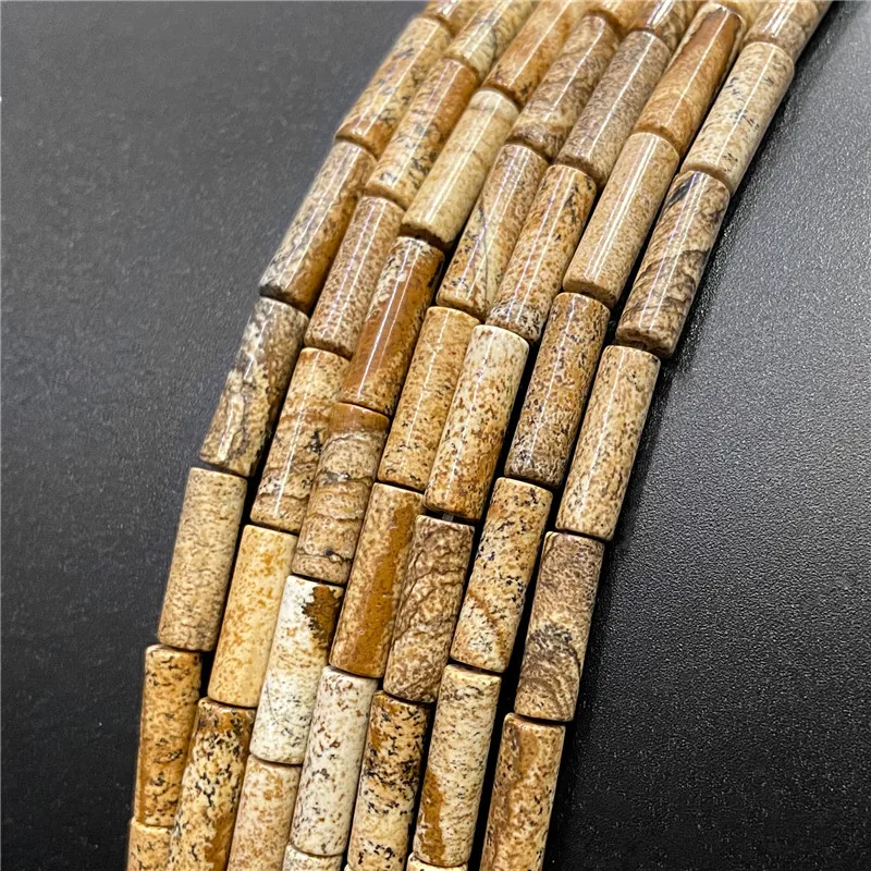 4x13mm Natural Semi-precious Stone Loose Spacer Beads Strands Tube Beads Jewelry Making Accessories DIY Manual Cylindrical Beads