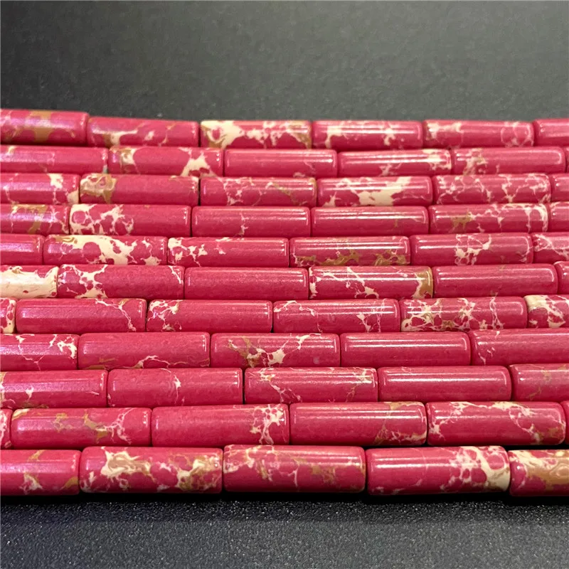 4x13mm Natural Semi-precious Stone Loose Spacer Beads Strands Tube Beads Jewelry Making Accessories DIY Manual Cylindrical Beads
