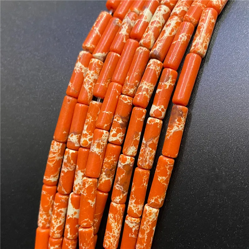 4x13mm Natural Semi-precious Stone Loose Spacer Beads Strands Tube Beads Jewelry Making Accessories DIY Manual Cylindrical Beads