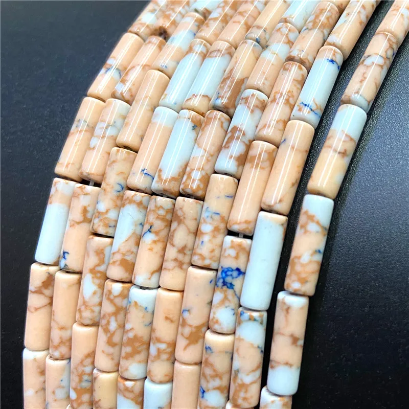 4x13mm Natural Semi-precious Stone Loose Spacer Beads Strands Tube Beads Jewelry Making Accessories DIY Manual Cylindrical Beads