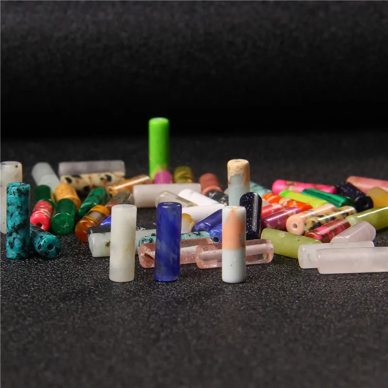 4x13mm Natural Semi-precious Stone Loose Spacer Beads Strands Tube Beads Jewelry Making Accessories DIY Manual Cylindrical Beads