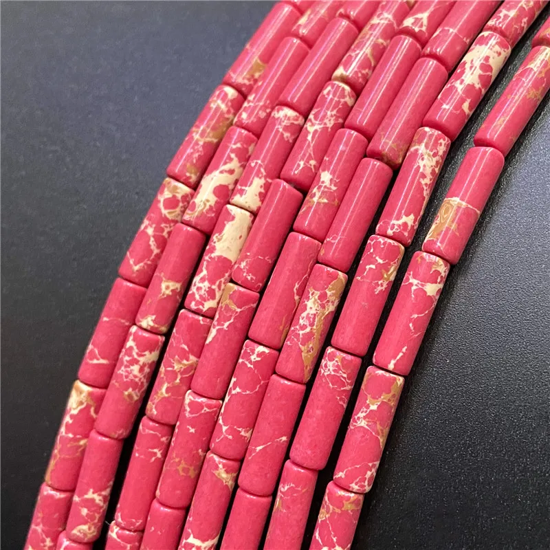 4x13mm Natural Semi-precious Stone Loose Spacer Beads Strands Tube Beads Jewelry Making Accessories DIY Manual Cylindrical Beads