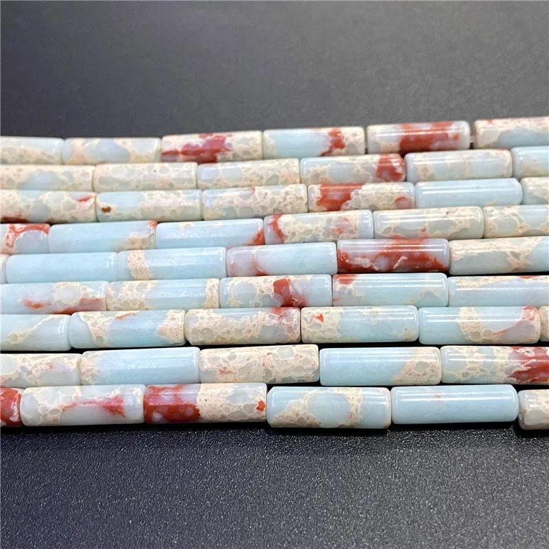 4x13mm Natural Semi-precious Stone Loose Spacer Beads Strands Tube Beads Jewelry Making Accessories DIY Manual Cylindrical Beads