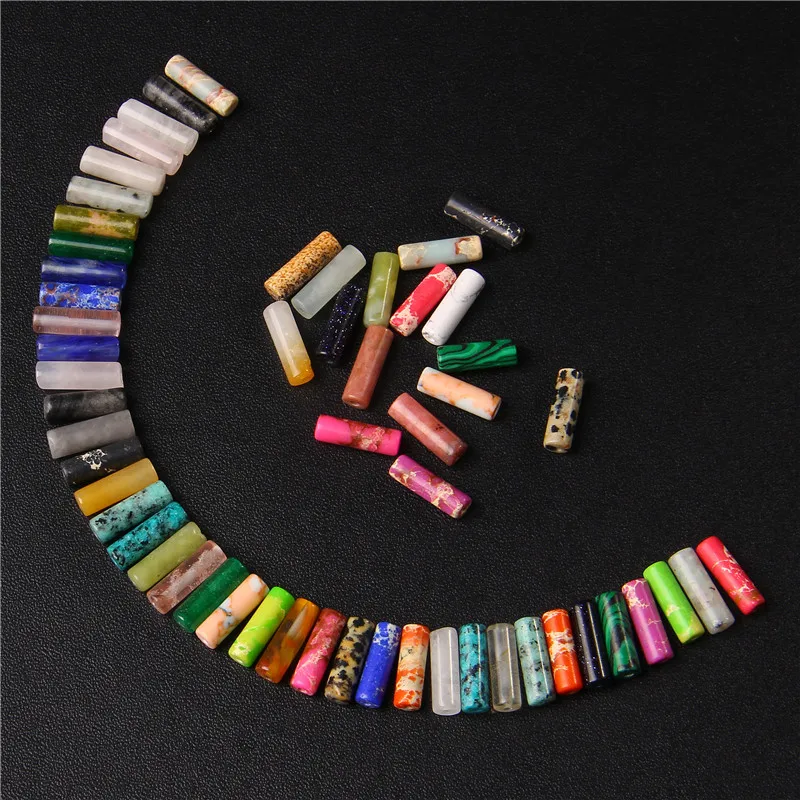 4x13mm Natural Semi-precious Stone Loose Spacer Beads Strands Tube Beads Jewelry Making Accessories DIY Manual Cylindrical Beads