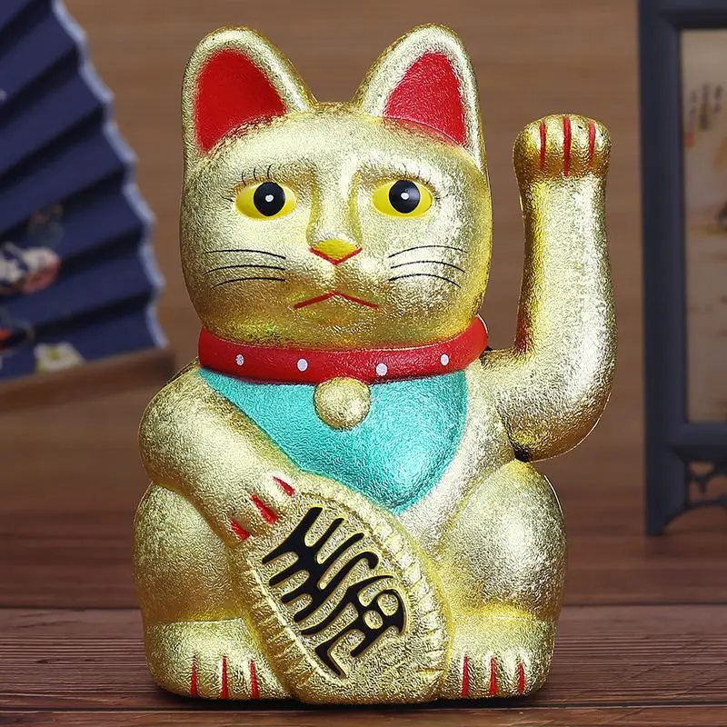 5"/6"H Chinese Feng Shui Beckoning Cat Wealth White Waving Fortune Lucky Cat Gold Silver Best Gift for Good Room Decors 5 Colors