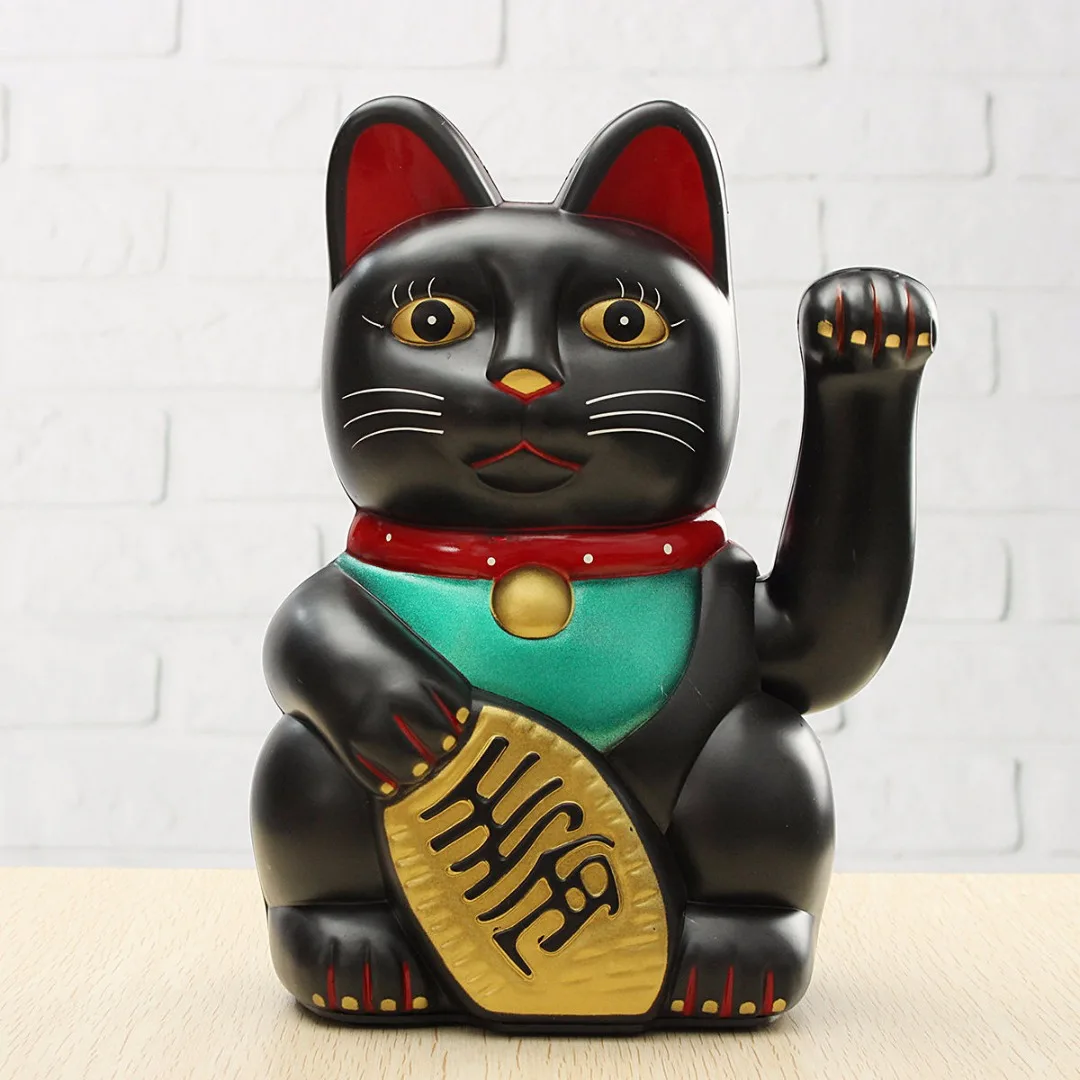5"/6"H Chinese Feng Shui Beckoning Cat Wealth White Waving Fortune Lucky Cat Gold Silver Best Gift for Good Room Decors 5 Colors