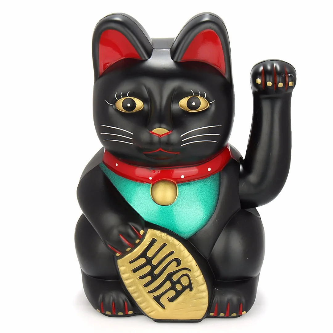 5"/6"H Chinese Feng Shui Beckoning Cat Wealth White Waving Fortune Lucky Cat Gold Silver Best Gift for Good Room Decors 5 Colors