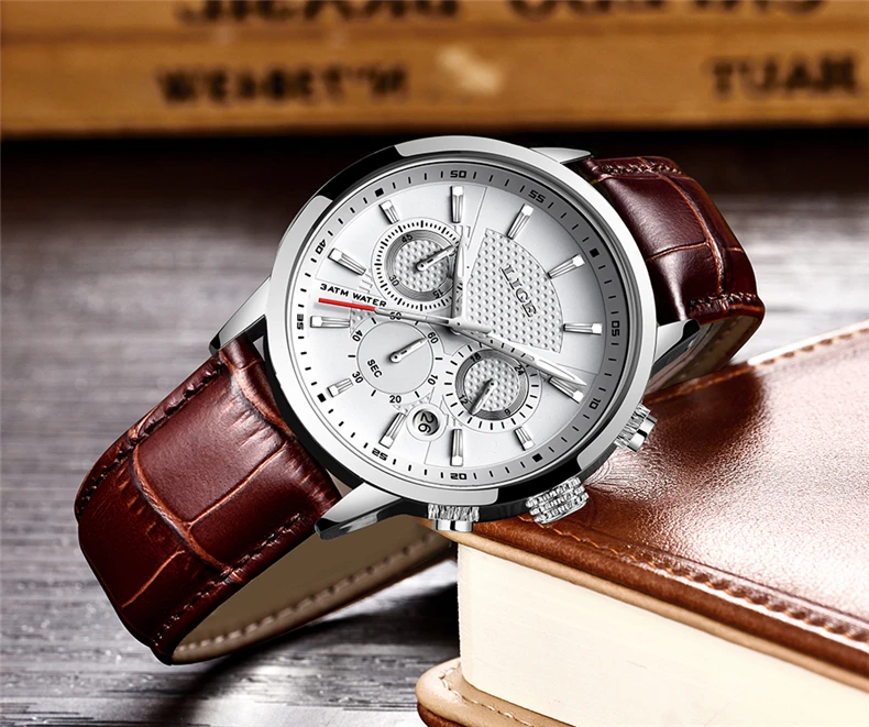 2025 New Mens Watches LIGE Top Brand Luxury Leather Casual Quartz Watch Men's Sport Waterproof Clock Watch Relogio Masculino+Box