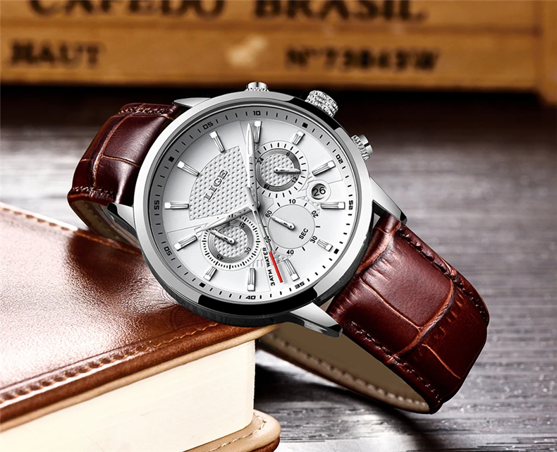 2025 New Mens Watches LIGE Top Brand Luxury Leather Casual Quartz Watch Men's Sport Waterproof Clock Watch Relogio Masculino+Box