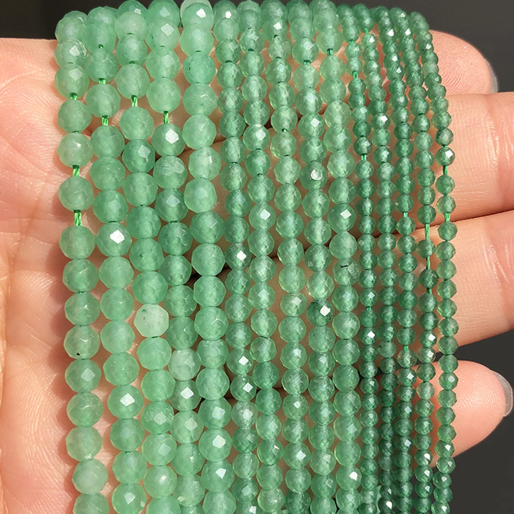 Natural Faceted Agates Moonstone Tourmaline Prehnites Jades Stone Beads For Jewelry DIY Making Bracelet Accessories 15'' 2 3 4mm