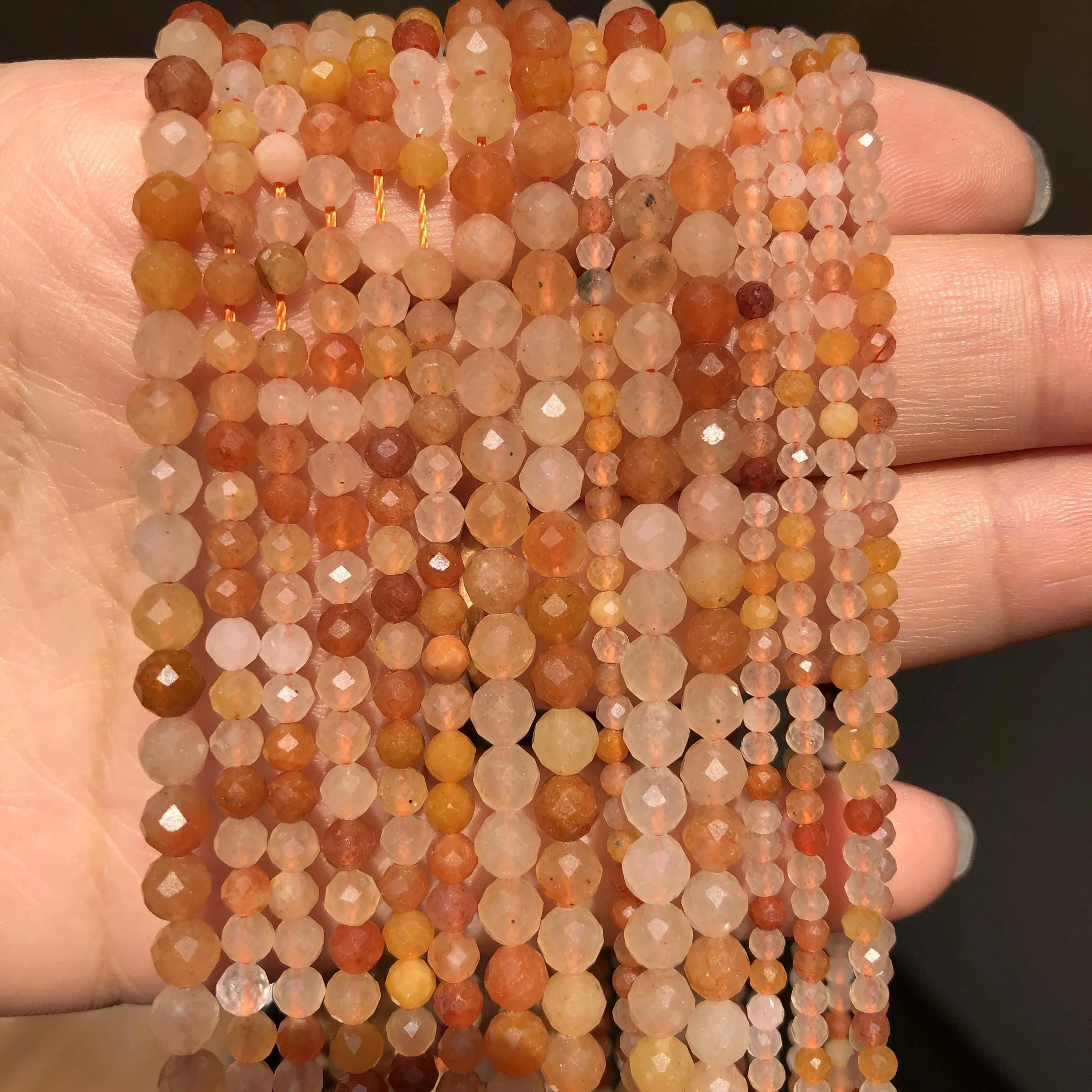 Natural Faceted Agates Moonstone Tourmaline Prehnites Jades Stone Beads For Jewelry DIY Making Bracelet Accessories 15'' 2 3 4mm