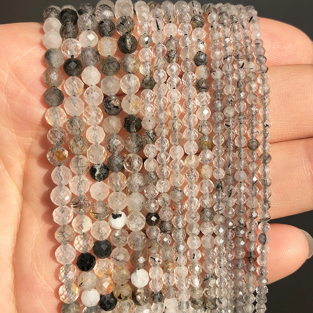 Natural Faceted Agates Moonstone Tourmaline Prehnites Jades Stone Beads For Jewelry DIY Making Bracelet Accessories 15'' 2 3 4mm