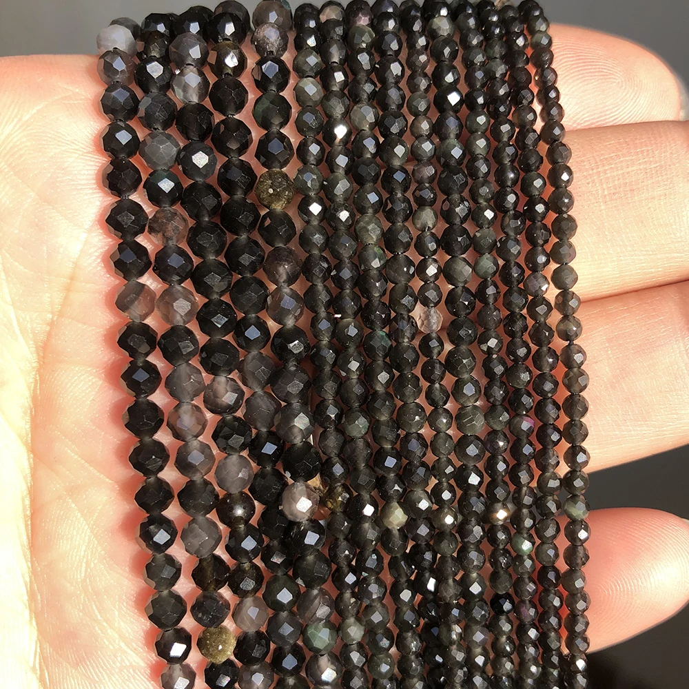 Natural Faceted Agates Moonstone Tourmaline Prehnites Jades Stone Beads For Jewelry DIY Making Bracelet Accessories 15'' 2 3 4mm