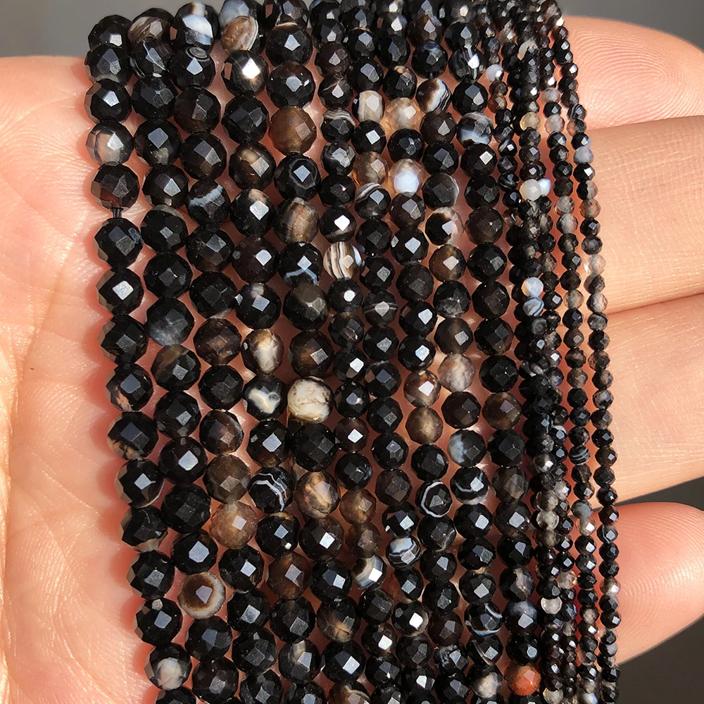 Natural Faceted Agates Moonstone Tourmaline Prehnites Jades Stone Beads For Jewelry DIY Making Bracelet Accessories 15'' 2 3 4mm