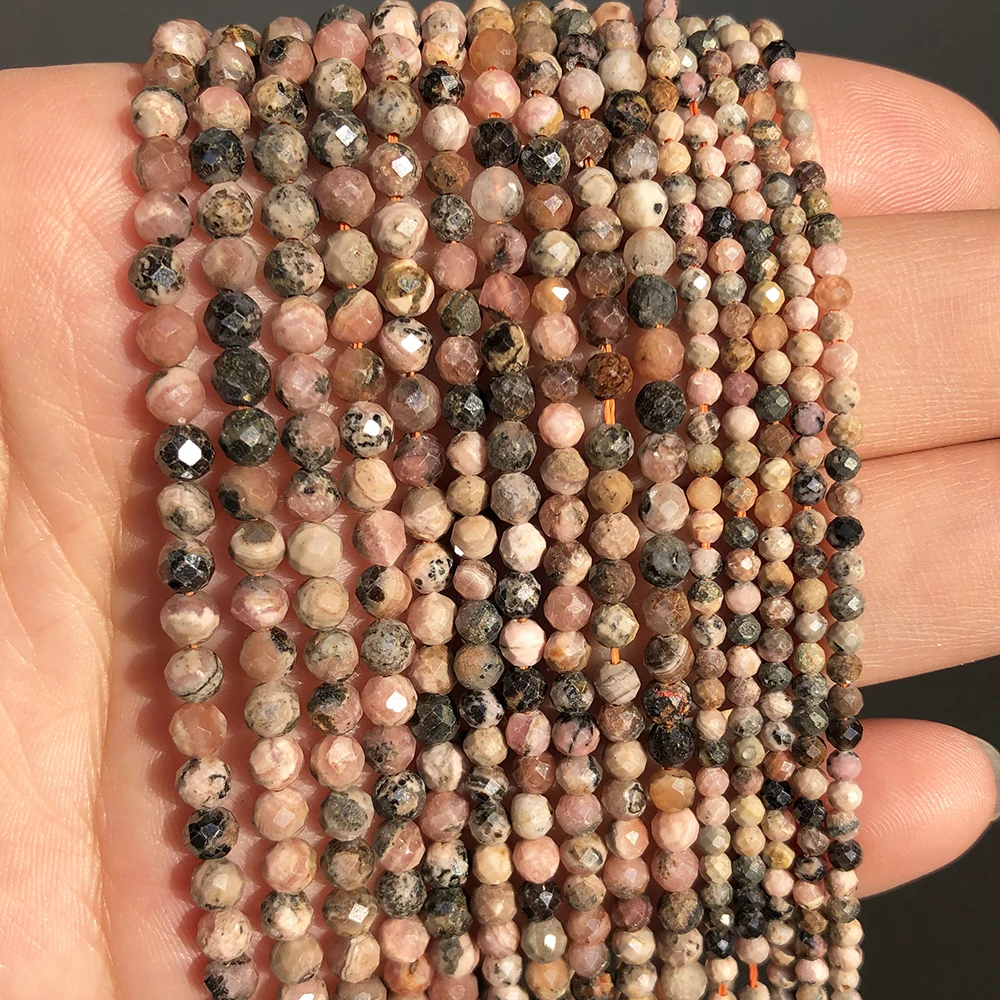 Natural Faceted Agates Moonstone Tourmaline Prehnites Jades Stone Beads For Jewelry DIY Making Bracelet Accessories 15'' 2 3 4mm