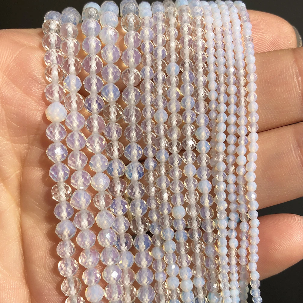 Natural Faceted Agates Moonstone Tourmaline Prehnites Jades Stone Beads For Jewelry DIY Making Bracelet Accessories 15'' 2 3 4mm