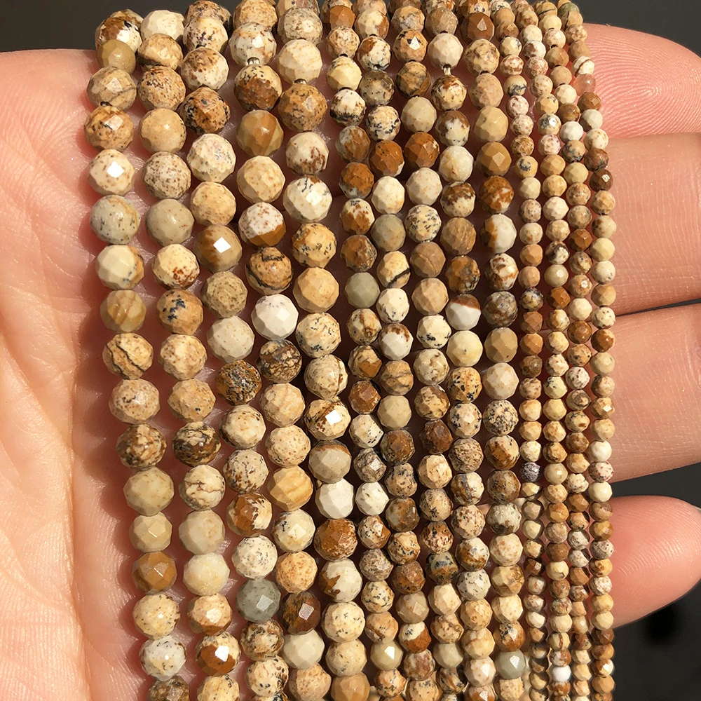 Natural Faceted Agates Moonstone Tourmaline Prehnites Jades Stone Beads For Jewelry DIY Making Bracelet Accessories 15'' 2 3 4mm