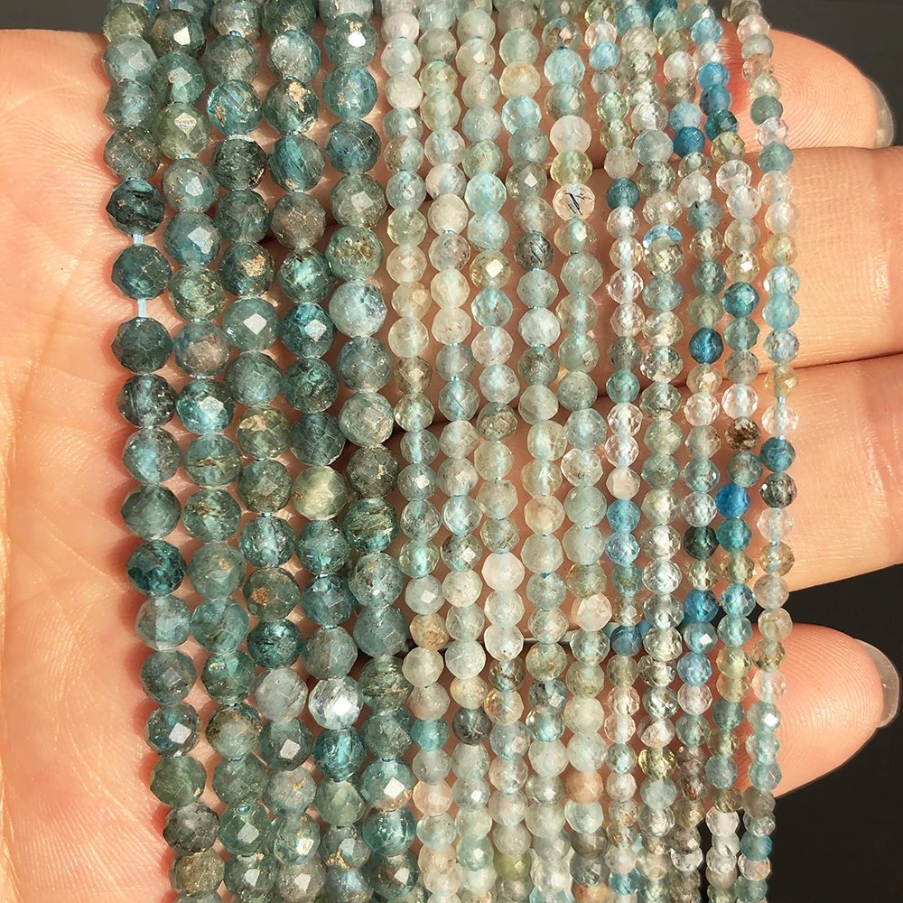 Natural Faceted Agates Moonstone Tourmaline Prehnites Jades Stone Beads For Jewelry DIY Making Bracelet Accessories 15'' 2 3 4mm