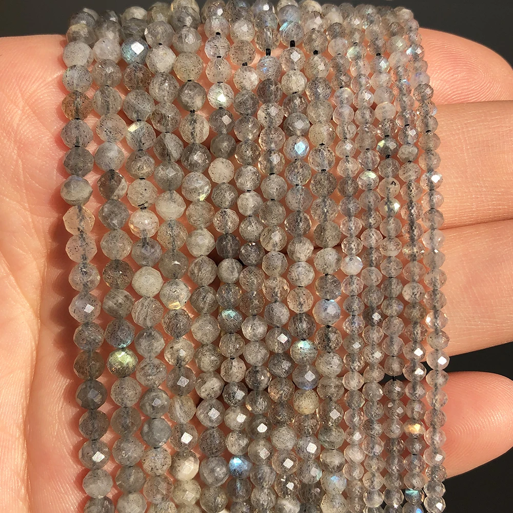 Natural Faceted Agates Moonstone Tourmaline Prehnites Jades Stone Beads For Jewelry DIY Making Bracelet Accessories 15'' 2 3 4mm