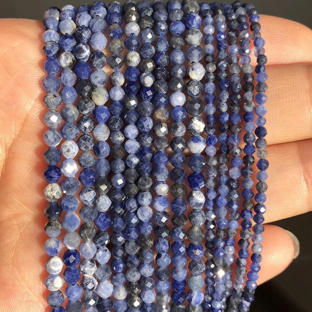 Natural Faceted Agates Moonstone Tourmaline Prehnites Jades Stone Beads For Jewelry DIY Making Bracelet Accessories 15'' 2 3 4mm