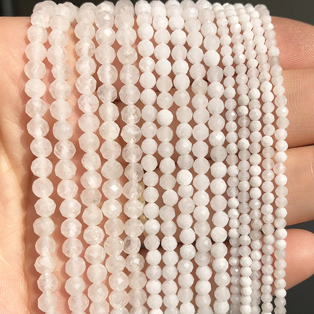 Natural Faceted Agates Moonstone Tourmaline Prehnites Jades Stone Beads For Jewelry DIY Making Bracelet Accessories 15'' 2 3 4mm