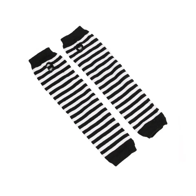 New Fashion Long Glove Arm Cover Classic Black and White Striped Fingerless Cotton Long Wristband
