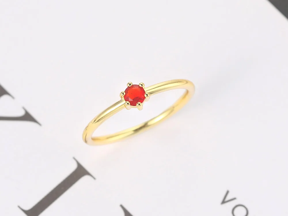 Wedding Bride Rings For Women Mini Cute Yellow Gold Color Jewellry Zircon Engagement Thin Ring Wholesale Jewelry R112