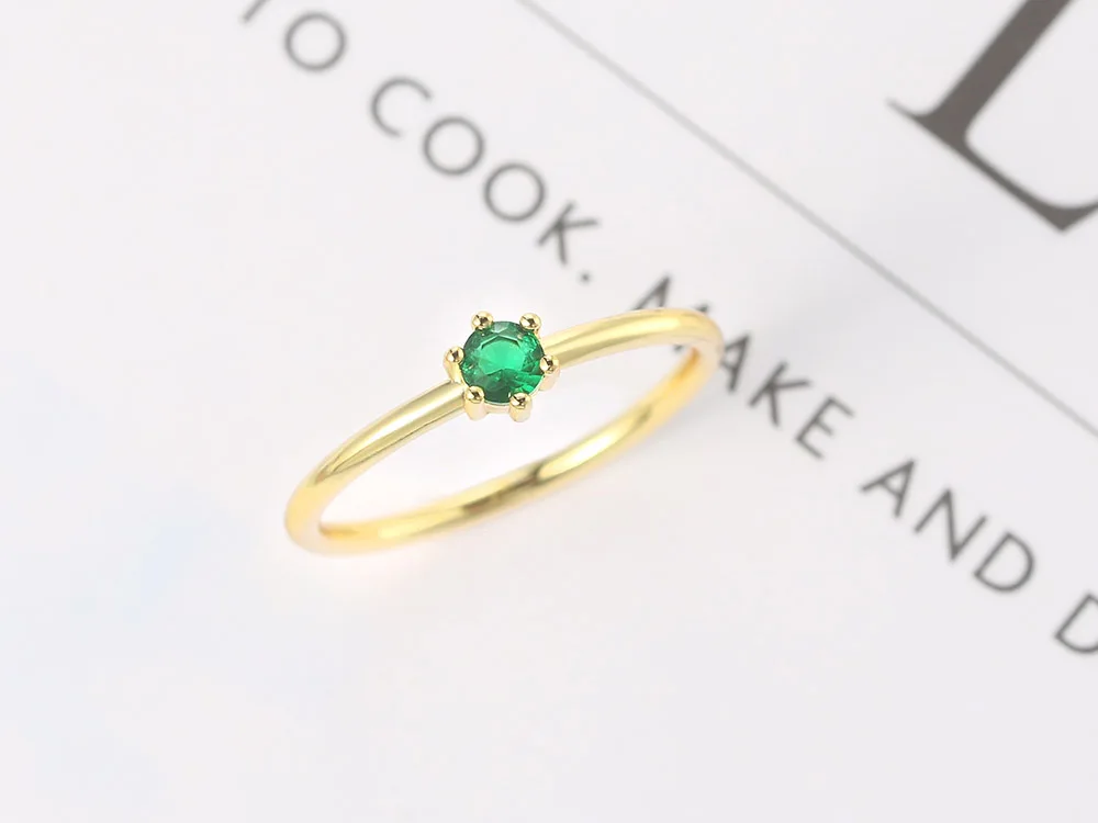 Wedding Bride Rings For Women Mini Cute Yellow Gold Color Jewellry Zircon Engagement Thin Ring Wholesale Jewelry R112
