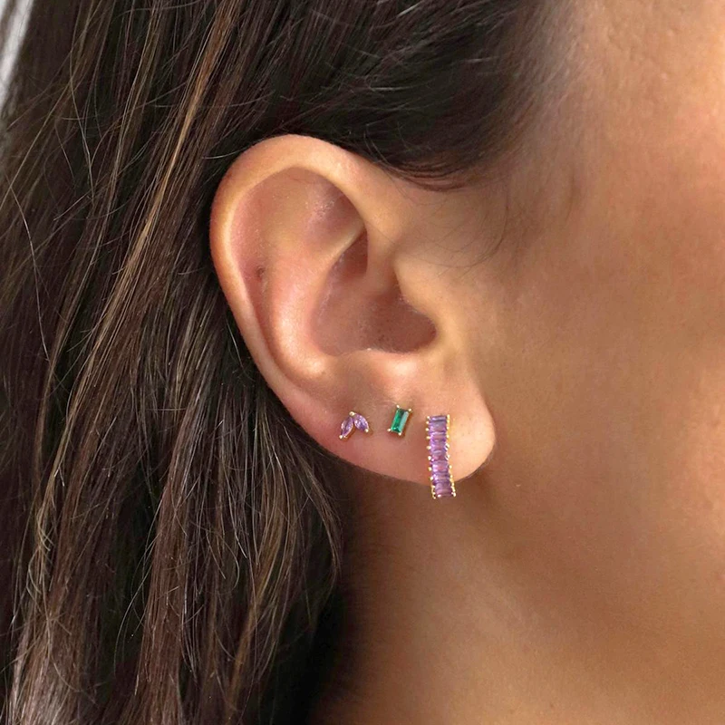 925 Sterling Silver Needle Niche Classic Colorful Zircon Hoop Earrings Women Delicate Charm Jewelry Huggie Earring Accessories