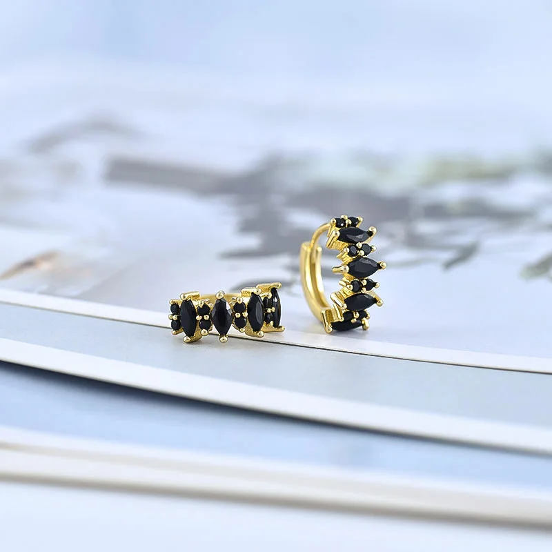 925 Sterling Silver Needle Niche Classic Colorful Zircon Hoop Earrings Women Delicate Charm Jewelry Huggie Earring Accessories