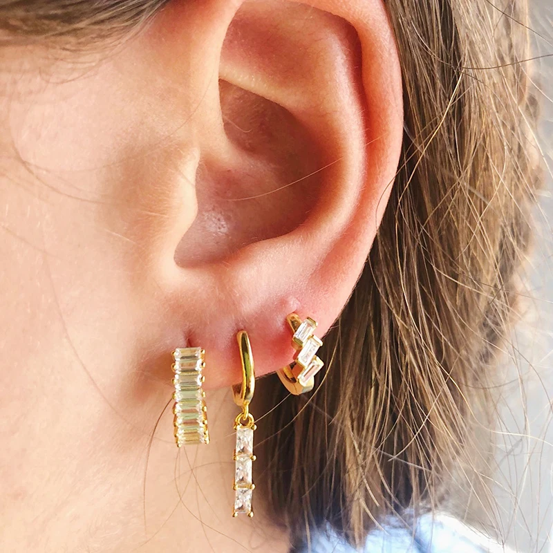 925 Sterling Silver Needle Niche Classic Colorful Zircon Hoop Earrings Women Delicate Charm Jewelry Huggie Earring Accessories