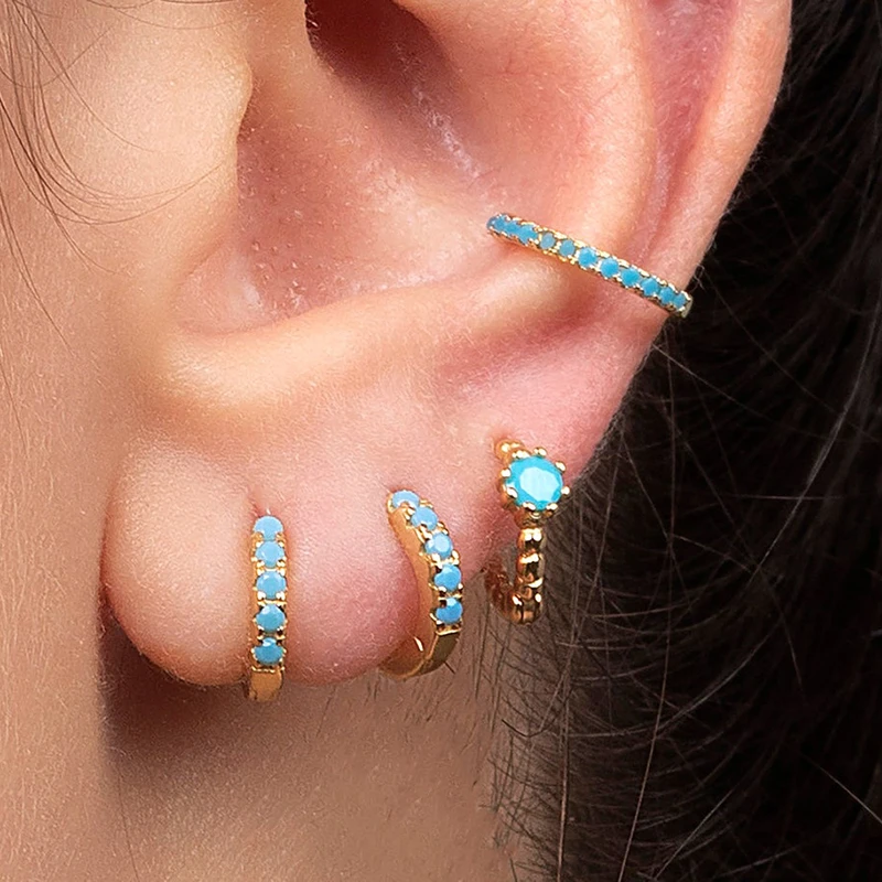 925 Sterling Silver Needle Niche Classic Colorful Zircon Hoop Earrings Women Delicate Charm Jewelry Huggie Earring Accessories