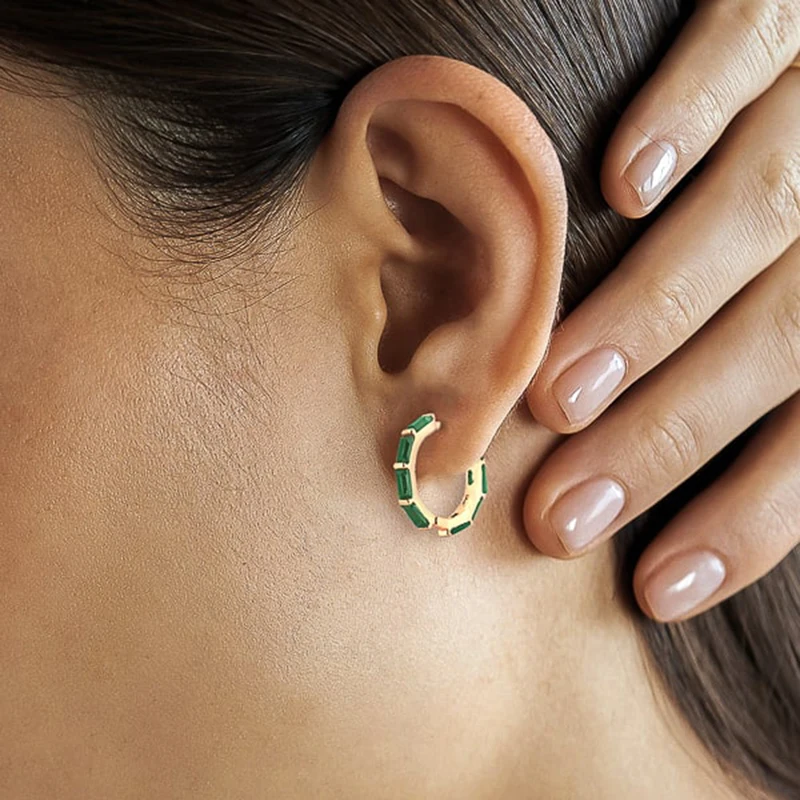 925 Sterling Silver Needle Niche Classic Colorful Zircon Hoop Earrings Women Delicate Charm Jewelry Huggie Earring Accessories
