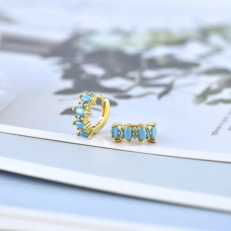 925 Sterling Silver Needle Niche Classic Colorful Zircon Hoop Earrings Women Delicate Charm Jewelry Huggie Earring Accessories