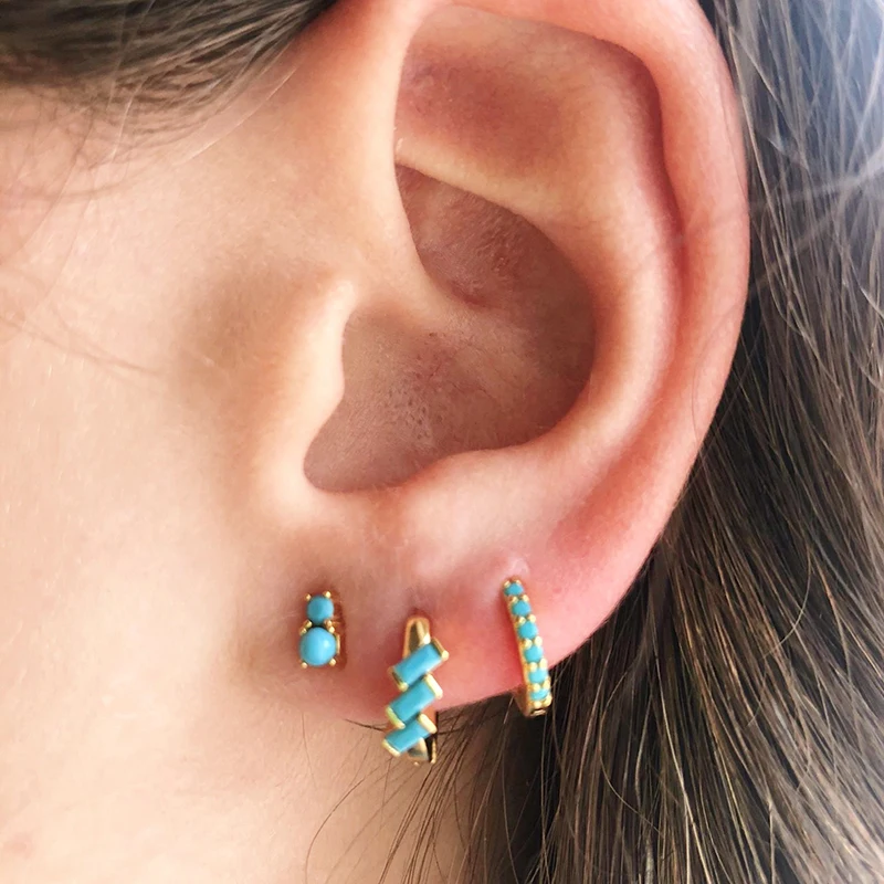 925 Sterling Silver Needle Niche Classic Colorful Zircon Hoop Earrings Women Delicate Charm Jewelry Huggie Earring Accessories