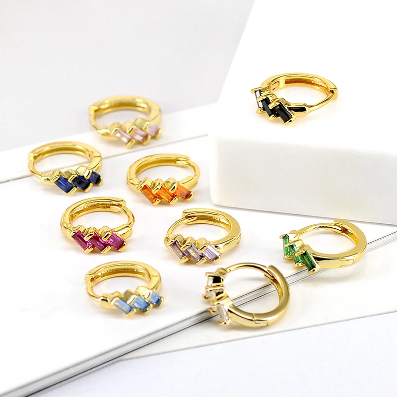 925 Sterling Silver Needle Niche Classic Colorful Zircon Hoop Earrings Women Delicate Charm Jewelry Huggie Earring Accessories