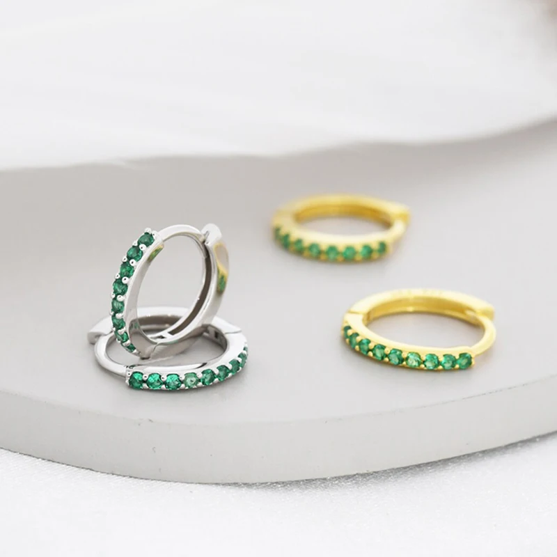 925 Sterling Silver Needle Niche Classic Colorful Zircon Hoop Earrings Women Delicate Charm Jewelry Huggie Earring Accessories
