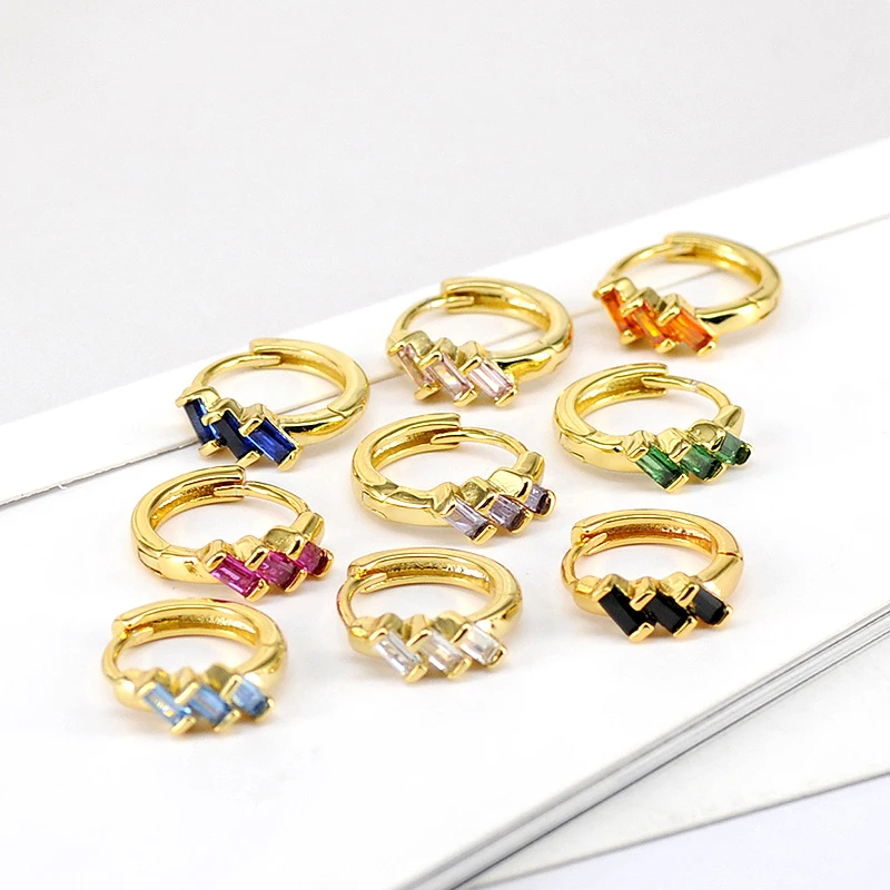 925 Sterling Silver Needle Niche Classic Colorful Zircon Hoop Earrings Women Delicate Charm Jewelry Huggie Earring Accessories