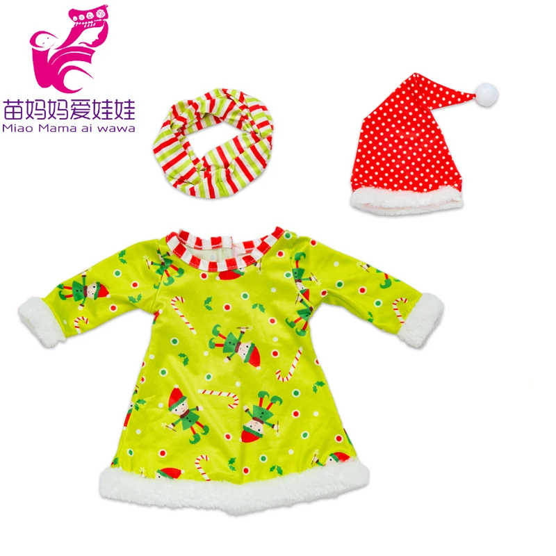 18 Inch Baby Doll Winter Clothes Set Crochet Sweater Scarf Hat Gloves New Year Apparel for 43 Cm Girl Dolls